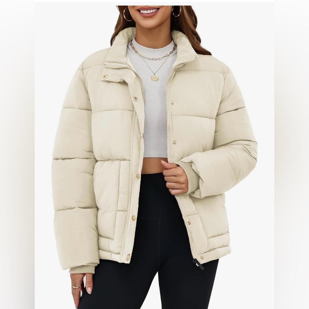 Amazon Funlingo puffer coat with gold snaps